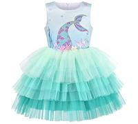 Sunny Fashion Robe Fille Vert d'eau Mer Sirène Pente Tutu Tulle Partie 4 Ans
