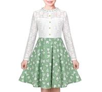 Sunny Fashion Robe Fille Vert Dentelle Cœur La Saint-Valentin Princesse Partie Reconstitution Historique 8 Ans Vert Pâle