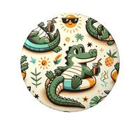 Sunny-Gator-Beach Lot de 5 boutons ronds laminés avec finition brillante et fermeture éclair sécurisée 6 cm