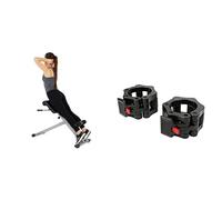 Sunny Health and Fitness 45 Degree Hyperextension Roman Chair, Steel, Grey, One Size + Locking Collar Clamps with Quick Release for Olympic Barbells for Pro Training