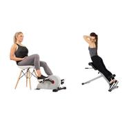 Sunny Health and Fitness 45 Degree Hyperextension Roman Chair, Steel, Grey, One Size + Magnetic Under Desk Pedal Exerciser, Dual Function Mini Exercise Cycle Bike