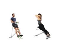 Sunny Health and Fitness 45 Degree Hyperextension Roman Chair, Steel, Grey, One Size + Row-N-Ride Squat Assist Trainer for Glutes & Full Body Cardio Workout with Adjustable Resistance