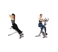 Sunny Health and Fitness 45 Degree Hyperextension Roman Chair, Steel, Grey, One Size + Smart Folding X-Bike, Portable Compact Exercise Bike, 14-Level Magnetic Resistance