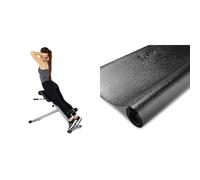 Sunny Health and Fitness 45 Degree Hyperextension Roman Chair, Steel, Grey, One Size + Treadmill Mat -Medium - NO. 074-M, Black