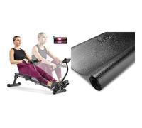 Sunny Health and Fitness Exercise Stepping Machine, Portable Mini Stair Stepper + 86 cm Olympic Triceps Bar with Ring Collars, Olympic Weight for Weightlifting, Pedal Hook