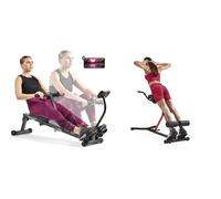 Sunny Health and Fitness Exercise Stepping Machine, Portable Mini Stair Stepper + Exercise Vinyl 18 KG Dumbbell Set Hand Weights for Strength Training, Weight Loss