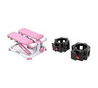 Sunny Health and Fitness Exercise Stepping Machine, Portable Mini Stair Stepper for Home Or Office + Locking Collar Clamps with Quick Release for Olympic Barbells for Pro Training