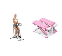 Sunny Health and Fitness Exercise Stepping Machine, Portable Mini Stair Stepper for Home Or Office + Squat Assist Upright Row-N-Ride Rowing Machine, Horse Riding Machine Full Body Exercise