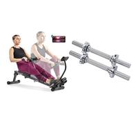 Sunny Health and Fitness Exercise Stepping Machine, Portable Mini Stair Stepper + Row-N-Ride™ Pro Squat Assist Trainer, Rowing Machine w/Digital Monitor & Resistance Bands