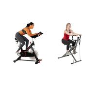 Sunny Health and Fitness Row-N-Ride™ Pro Squat Assist Trainer, Rowing Machine w/Digital Monitor + 86 cm Olympic Triceps Bar with Ring Collars, Olympic Weight for Weightlifting, Pedal Hook