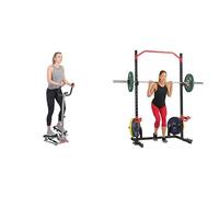 Sunny Health and Fitness Row-N-Ride™ Pro Squat Assist Trainer, Rowing Machine w/Digital Monitor + Magnetic Under Desk Mini Exercise Cycle Bike, Dual Function Pedal Exerciser