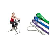 Sunny Health and Fitness Row-N-Ride™ Pro Squat Assist Trainer, Rowing Machine w/Digital Monitor + Versatile Resistance Band (Single Or Combination Set) for Strength Training