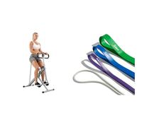 Sunny Health and Fitness Squat Assist Upright Row-N-Ride Rowing Machine, Horse Riding Machine + Versatile Resistance Band (Single Or Combination Set) for Strength Training