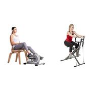 Sunny Health and Fitness Squat Assist Upright Row-N-Ride Rowing Machine+ Smart Folding X-Bike, Portable Compact Exercise Bike, Indoor, 14-Level Magnetic Resistance