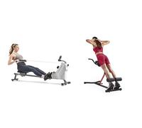 Sunny Health and Fitness Total Body Smart 2-in-1 Stepper Machine, Total Body Workout + 86 cm Olympic Triceps Bar with Ring Collars, Olympic Weight for Weightlifting