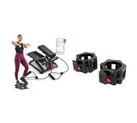 Sunny Health and Fitness Total Body Smart 2-in-1 Stepper Machine, Total Body Workout, Adjustable + Locking Collar Clamps with Quick Release for Olympic Barbells for Pro Training