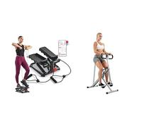 Sunny Health and Fitness Total Body Smart 2-in-1 Stepper Machine, Total Body Workout, Adjustable + Squat Assist Upright Row-N-Ride Rowing Machine, Horse Riding Machine Full Body Exercise