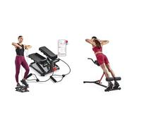 Sunny Health and Fitness Total Body Smart 2-in-1 Stepper Machine, Total Body Workout, Adjustable + Unisex's Station-SF-BH620062 Hyperextension Roman Chair with Dip Station, Black, One Size