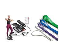 Sunny Health and Fitness Total Body Smart 2-in-1 Stepper Machine, Total Body Workout, Adjustable + Versatile Resistance Band (Single Or Combination Set) for Strength Training