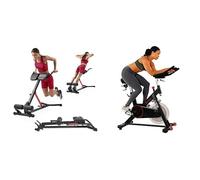 Sunny Health and Fitness Unisex's Station Hyperextension Roman Chair with Dip Station, Black + Indoor Cycling Wheel with Magnetic Belt Drive, 136kg Max Weight, 20kg Flywheel, Pedal Hook