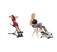 Sunny Health and Fitness Unisex's Station Hyperextension Roman Chair with Dip Station, Black + Magnetic Under Desk Pedal Exerciser, Dual Function Mini Exercise Cycle Bike