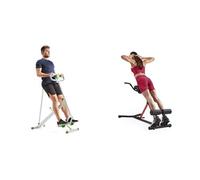 Sunny Health and Fitness Unisex's Station Hyperextension Roman Chair with Dip Station, Black + Row-N-Ride Squat Assist Trainer for Glutes & Full Body Cardio Workout with Adjustable Resistance
