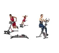 Sunny Health and Fitness Unisex's Station Hyperextension Roman Chair with Dip Station, Black + Smart Folding X-Bike, Portable Compact Exercise Bike, 14-Level Magnetic Resistance