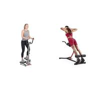 Sunny Health and Fitness Unisex's Station Hyperextension Roman Chair with Dip Station, Black + Twister Stepper Machine, Adjustable Stepper, Stairs Step Exercise W/Handlebars & LCD Monitor