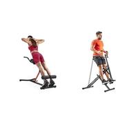 Sunny Health and Fitness Unisex's Station Hyperextension Roman Chair with Dip Station, Black + Upright Row-N-Ride, Versatile Full-Body Workout Squat Assist Trainer, Easy Setup & Foldable, Rower