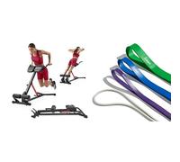 Sunny Health and Fitness Unisex's Station Hyperextension Roman Chair with Dip Station, Black + Versatile Resistance Bands (Single or Combination Set) - 4.5-35kg Combo