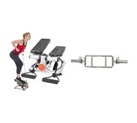 Sunny Health & Fitness Advanced Mini Home Steppers, Total Body Workout Stair Machine + 86 cm Olympic Triceps Bar with Ring Collars, Olympic Weight for Weightlifting and Bodybuilding