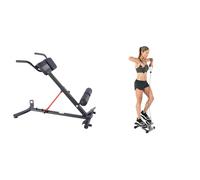 Sunny Health & Fitness Advanced Mini Home Steppers, Total Body Workout Stair Machine + Compact Folding Magnetic Rowing Machine with 109 CM Slide Rail, 130 KG Max Weight