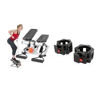 Sunny Health & Fitness Advanced Mini Home Steppers, Total Body Workout Stair Machine + Locking Collar Clamps with Quick Release for Olympic Barbells for Pro Training