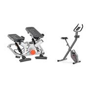 Sunny Health & Fitness Advanced Mini Home Steppers, Total Body Workout Stair Machine + Magnetic Under Desk Mini Exercise Cycle Bike, Dual Function Pedal Exerciser