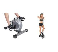 Sunny Health & Fitness Advanced Mini Home Steppers, Total Body Workout Stair Machine + Row-N-Ride™ Pro Squat Assist Trainer, Rowing Machine w/Digital Monitor & Resistance Bands