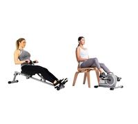 Sunny Health & Fitness Advanced Twist Stepper Machine with Resistance Bands, Portable Mini + 86 cm Olympic Triceps Bar with Ring Collars, Olympic Weight for Weightlifting, Pedal Hook