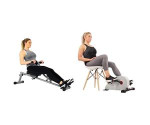Sunny Health & Fitness Advanced Twist Stepper Machine with Resistance Bands, Portable Mini + Smart Folding X-Bike, Portable Compact Exercise Bike, Indoor, 14-Level Magnetic Resistance
