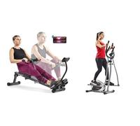 Sunny Health & Fitness Advanced Twist Stepper Machine with Resistance Bands, Portable Mini + Unisex's Station-SF-BH620062 Hyperextension Roman Chair with Dip Station, Black, One Size