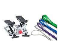 Sunny Health & Fitness Advanced Twist Stepper Machine with Resistance Bands, Portable Mini + Versatile Resistance Band (Single Or Combination Set) for Strength Training