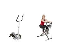 Sunny Health & Fitness Compact Folding Magnetic Rowing Machine with 109 CM Slide Rail, 130 KG Max + Magnetic Under Desk Mini Exercise Cycle Bike, Dual Function Pedal Exerciser