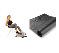 Sunny Health & Fitness Magnetic Under Desk Pedal Exerciser, Dual Function Mini Exercise Cycle Bike + Treadmill Mat -Small - NO. 083 , Black