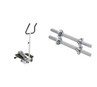 Sunny Health & Fitness Magnetic Underdesk/Standing Portable Ellittical Machine + 35.5 cm Threaded Chrome Dumbbell Bar