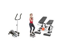 Sunny Health & Fitness Magnetic Underdesk/Standing Portable Ellittical Machine + Advanced Mini Home Steppers, Total Body Workout Stair Machine with Resistance Bands - SF-S0978
