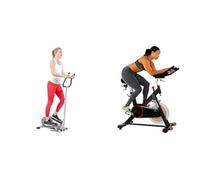 Sunny Health & Fitness Magnetic Underdesk/Standing Portable Ellittical Machine + Indoor Cycling Wheel with Magnetic Belt Drive, 136kg Max Weight, 20kg Flywheel, Pedal Hook