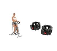 Sunny Health & Fitness Mini Stepper Machine, Stair Stepper Exercise Equipment + Adjustable 15 KG Dumbbell Set w/Carry Case, Space Saver, Secure Quick-Lock