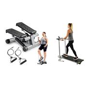 Sunny Health & Fitness Mini Stepper Machine, Stair Stepper Exercise Equipment + Foldable Manual Treadmill, Compact Cardio Fitness, Durable Non-Electric Incline Exercise
