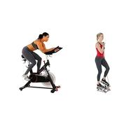 Sunny Health & Fitness Mini Stepper Machine, Stair Stepper Exercise Equipment + Row-N-Ride Squat Assist Trainer for Glutes & Full Body Cardio Workout, Adjustable Resistance