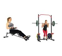 Sunny Health & Fitness Mini Stepper Machine, Stair Stepper Exercise Equipment + SF-RW1205 12 Adjustable Resistance Rowing Machine Rower w/Digital Monitor