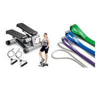 Sunny Health & Fitness Mini Stepper Machine, Stair Stepper Exercise Equipment + Versatile Resistance Band (Single Or Combination Set) for Strength Training
