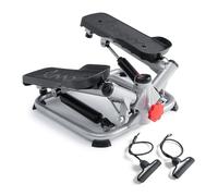 Sunny Health & Fitness : Machine Stepper avancée avec torsion et bandes de résistance, Mini Stepper portable, Équipement d'exercice aérobique intérieur pour entraînement complet du corps-SF-S0979,Gris